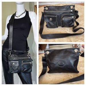 Roots Village Leather Cross Body Bag Made in Canada